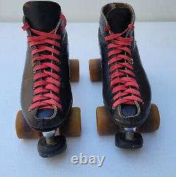 Vintage Riedell Red Wing Black Leather Roller Skates 1980's Sure Grip XK-4