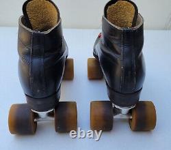 Vintage Riedell Red Wing Black Leather Roller Skates 1980's Sure Grip XK-4