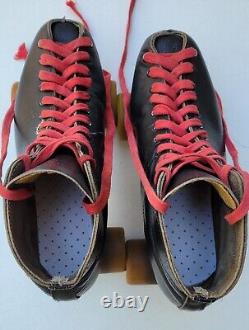 Vintage Riedell Red Wing Black Leather Roller Skates 1980's Sure Grip XK-4