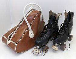 Vintage Riedell Red Wing Black Leather Sure Grip Roller Classic Skates Mens 11