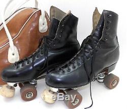 Vintage Riedell Red Wing Black Leather Sure Grip Roller Classic Skates Mens 11
