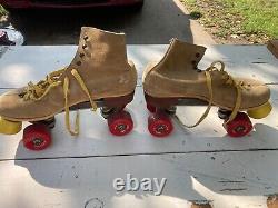 Vintage Riedell Red Wing Brown Suede Leather Roller Skates Women's Size 9M Nice