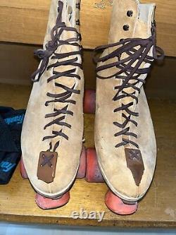 Vintage Riedell Red Wing Jogger Suede Leather Lace Up Roller Skates M 10