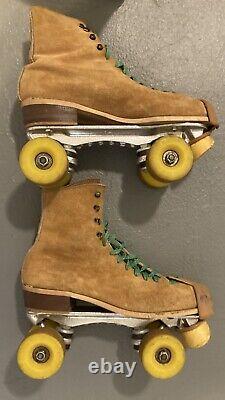 Vintage Riedell Red Wing Jogger Suede Leather Lace Up Roller Skates With LOCK BOX