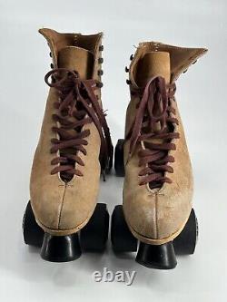 Vintage Riedell Red Wing Jogger Suede Leather Lace Up Roller Skates Women's Sz 9