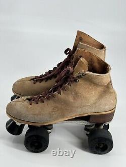 Vintage Riedell Red Wing Jogger Suede Leather Lace Up Roller Skates Women's Sz 9