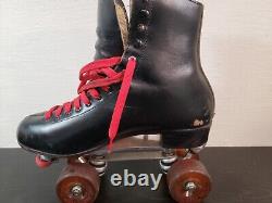 Vintage Riedell Red Wing M9 Roller Skates Size 6, Black, Sure Grip