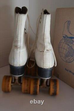 Vintage Riedell Red Wing MN Quad Roller Skates Powell Bones Wheels 7.5 Box
