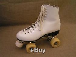 Vintage Riedell Red Wing MN. USA White Leather Roller Skates SZ 8 1/2 Mint withBox