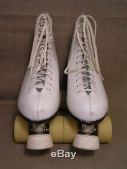 Vintage Riedell Red Wing MN. USA White Leather Roller Skates SZ 8 1/2 Mint withBox