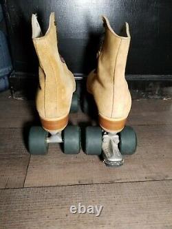 Vintage Riedell Red Wing Roller Skates Size 10 Sure Grip Suede Tan 130 M EUC