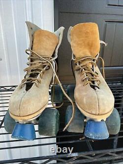 Vintage Riedell Red Wing Roller Skates Size 9 Sure Grip Suede Tan 130 M EUC