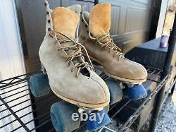 Vintage Riedell Red Wing Roller Skates Size 9 Sure Grip Suede Tan 130 M EUC
