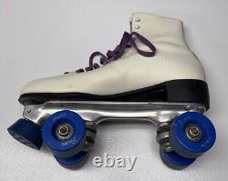 Vintage Riedell Red Wing Roller Skates Sz 10 Pacer Crown Skate Plate White Blue