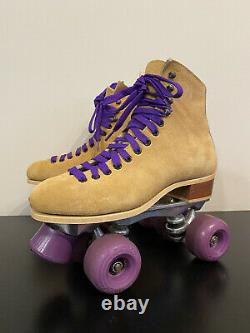 Vintage Riedell Red Wing Roller Skates Sz 7 Sure Grip Suede Tan 130 L MINT