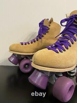 Vintage Riedell Red Wing Roller Skates Sz 7 Sure Grip Suede Tan 130 L MINT