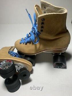 Vintage Riedell Red Wing Roller Skates Sz 9 Sure Grip Suede Tan Great Condition