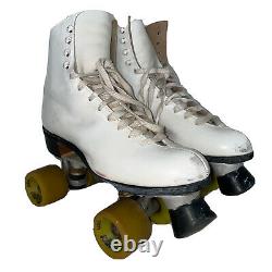 Vintage Riedell Red Wing Roller Skates White Leather Adult Size 8 Zinger 4 Skate