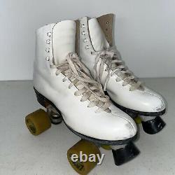 Vintage Riedell Red Wing Roller Skates White Leather Adult Size 8 Zinger 4 Skate