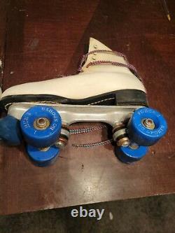 Vintage Riedell Red Wing Roller Skates White Leather Size 7 Pacer Plate Force I