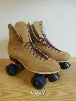 Vintage Riedell Red Wing Suede Roller Skates Chicago Plates 7 Men's Size 10 RARE
