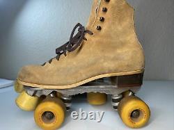 Vintage Riedell Red Wing Suede Roller Skates Chicago Plates 7 Men's Size 10 RARE