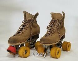 Vintage Riedell Red Wing Suede Roller Skates Chicago Plates Sz 6