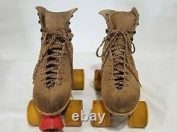 Vintage Riedell Red Wing Suede Roller Skates Chicago Plates Sz 6