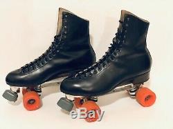 Vintage Riedell Red Wing Sure Grip Century Size 12 Black Leather Roller Skates