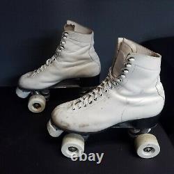 Vintage Riedell Red Wing White Roller Skates Quads Chicago Plates Womens Size 7