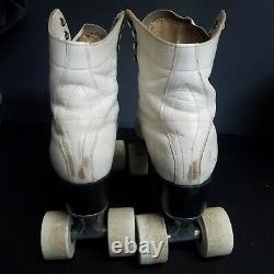 Vintage Riedell Red Wing White Roller Skates Quads Chicago Plates Womens Size 7