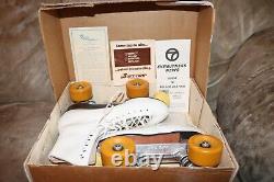 Vintage Riedell Red Wing Womens Sz 7 White Roller Skates Sure-Grip yellow Labeda