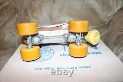 Vintage Riedell Red Wing Womens Sz 7 White Roller Skates Sure-Grip yellow Labeda