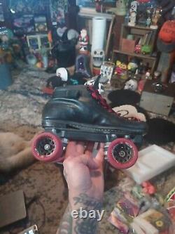 Vintage Riedell Roller Skate U. S. A. Black Leather Womens Size 9. Sure Grip