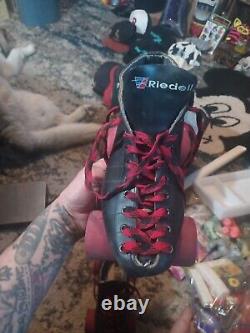 Vintage Riedell Roller Skate U. S. A. Black Leather Womens Size 9. Sure Grip