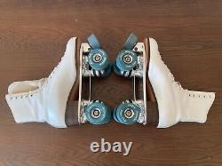 Vintage Riedell Roller Skates 220 Red Wing Sure Grip Plates & Wheels White 7.5