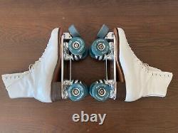 Vintage Riedell Roller Skates 220 Red Wing Sure Grip Plates & Wheels White 7.5