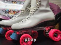 Vintage Riedell Roller Skates Size 7.5 White ROLLERBONES WHEELS Sure-Grip TRUCKS