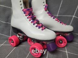 Vintage Riedell Roller Skates Size 7.5 White ROLLERBONES WHEELS Sure-Grip TRUCKS