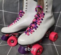 Vintage Riedell Roller Skates Size 7.5 White ROLLERBONES WHEELS Sure-Grip TRUCKS