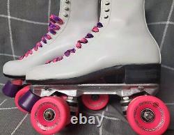 Vintage Riedell Roller Skates Size 7.5 White ROLLERBONES WHEELS Sure-Grip TRUCKS