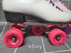 Vintage Riedell Roller Skates Size 7.5 White ROLLERBONES WHEELS Sure-Grip TRUCKS