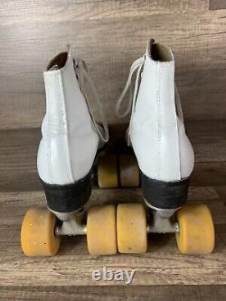Vintage Riedell Roller Skates Size 7 Sure Grip Super White Leather Made USA