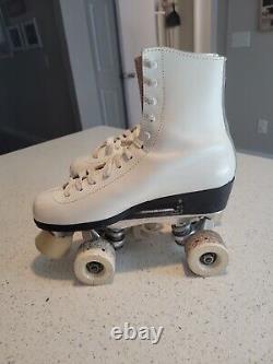 Vintage Riedell Roller Skates Size 7 Sure Grip Super X 4 White Leather Made USA