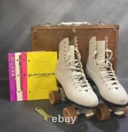 Vintage Riedell Roller White Skates Women's Size 6 With Case Amazing Condition