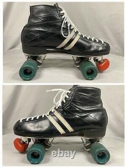 Vintage Riedell Speed Roller Skates Sure Grip Cyclone Black-Plate Sz 7-Free Ship