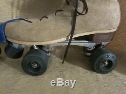 Vintage Riedell Suede Leather Roller Skates Sure Grip KR Street Wheels Sz 11