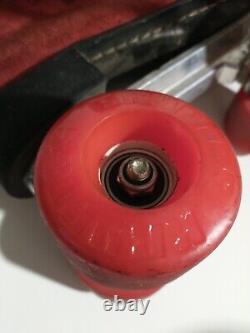 Vintage Riedell Suede Red Leather Roller Skates Sure Grip Plate Kryptos Wheels