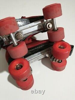 Vintage Riedell Suede Red Leather Roller Skates Sure Grip Plate Kryptos Wheels