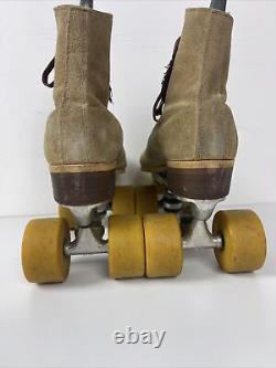 Vintage Riedell Suede Tan Leather Roller Skates Sure Grip Jogger! (mens Sz 8)